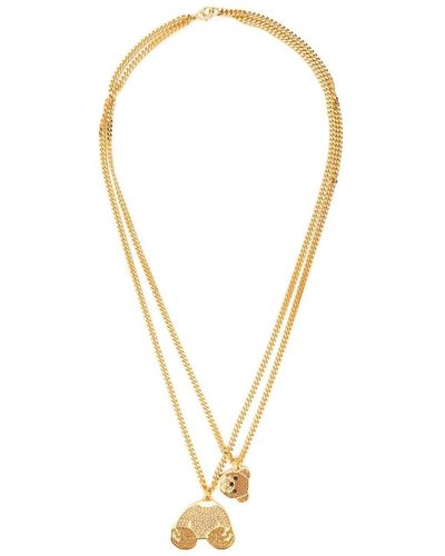 Palm Angels Crystal-embellished Bear Pendant Necklace - Metallic