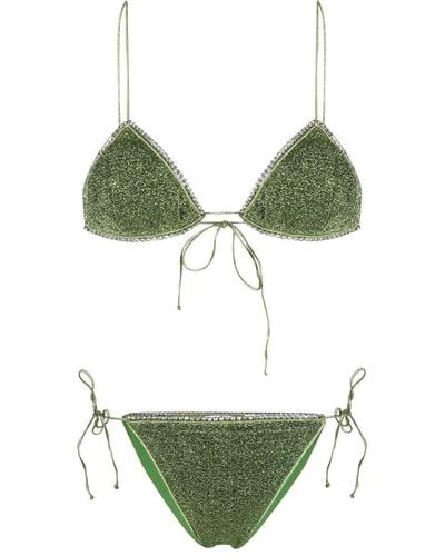 Oséree Crysta-trim Detail Bikini Set - Green