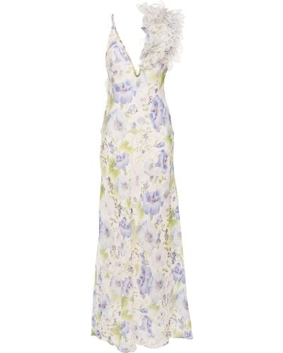 Zimmermann Shoulder Appliqué Floral Maxi Dress - White