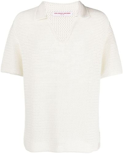 Orlebar Brown Batten Crochet Polo Shirt - White