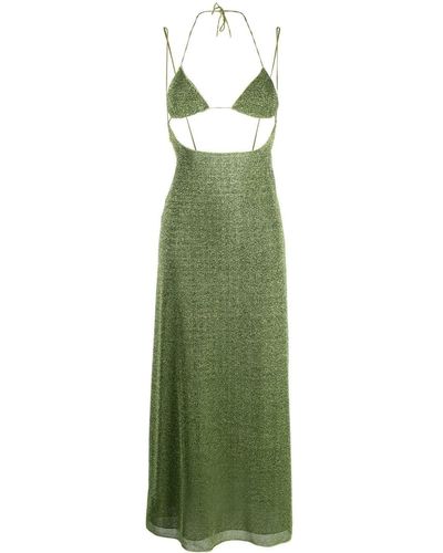 Oséree Lurex-detail Halterneck Dress - Green