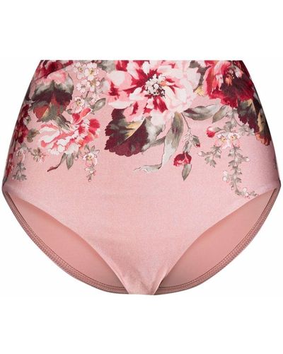 Zimmermann Cassia High-waisted Bikini Bottoms - Pink