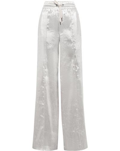 Brunello Cucinelli Metallic Wide-leg Trousers - White