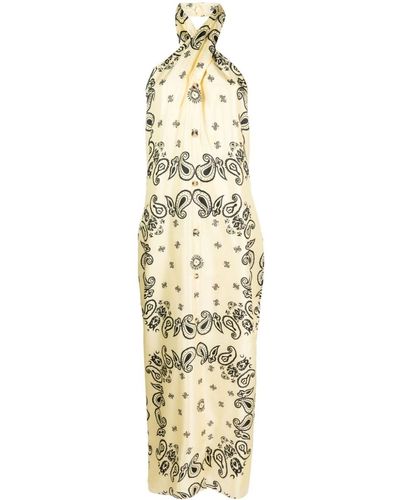 Nanushka Elima Bandana-print Silk Dress - Metallic