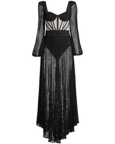 PATBO Bustier Netted Beach Dress - Black