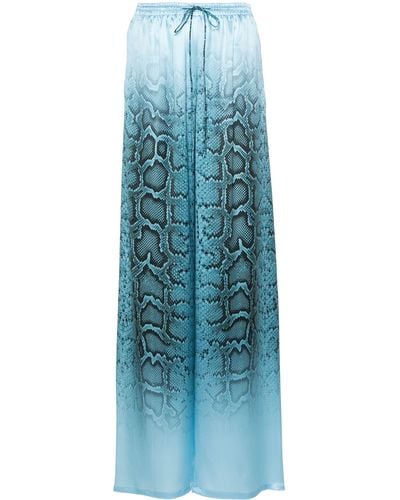 Ermanno Scervino Snakeskin-print Silk Trousers - Blue