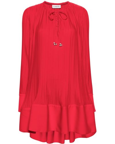 Lanvin Pleated Mini Dress - Red