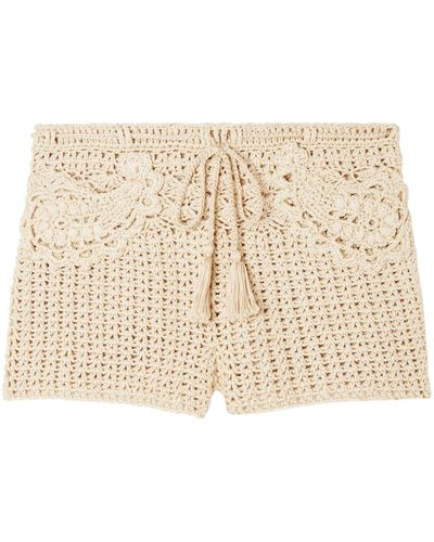 Alanui Conch Shell Woven Cotton Shorts - Natural