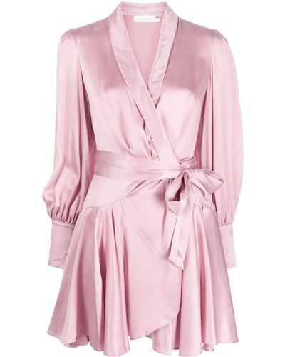 Zimmermann Silk Wrap Mini Dress - Pink