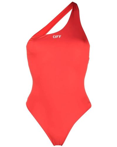 Off-White c/o Virgil Abloh Logo-print One-piece Swimsuit - Red