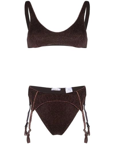 Oséree Lurex-detail Two-piece Bikini - Brown