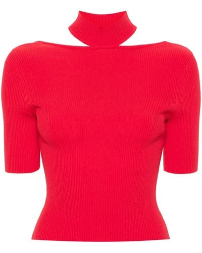 Cult Gaia Brianna Ribbed Knitted Top - Red