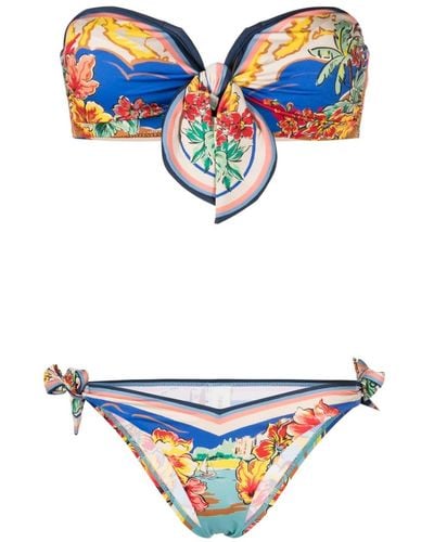 Zimmermann Alight Illustration-print Bikini - Blue