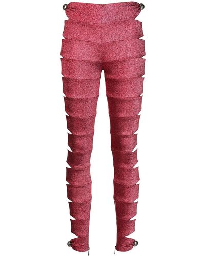 Area Cut-out Banded leggings - Red