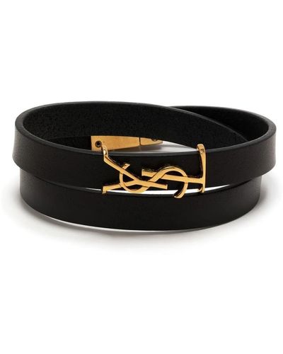 Saint Laurent Logo Double-strap Bracelet - Black