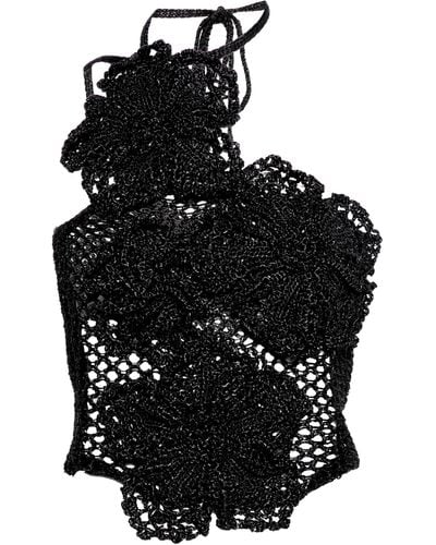 Cult Gaia Nazanin Crochet Top - Black