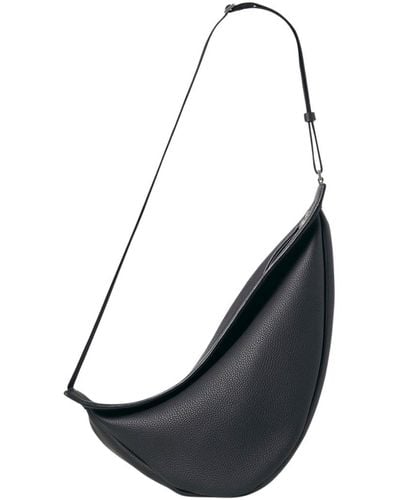 The Row Large Slouchy Banana Bag In Leather - Black