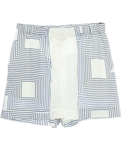Low Classic Geometric-print Satin-finish Shorts - Blue