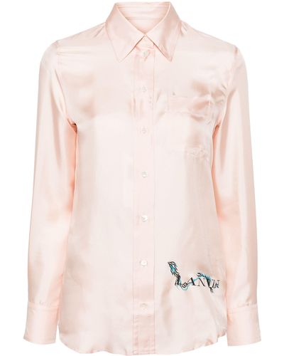 Lanvin Logo-print Silk Shirt - Pink