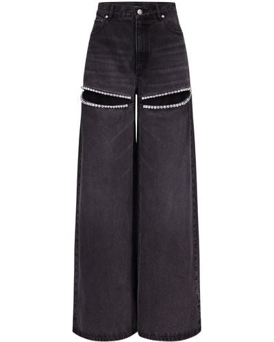 Area Crystal-embellished High-rise Wide-leg Jeans - Black