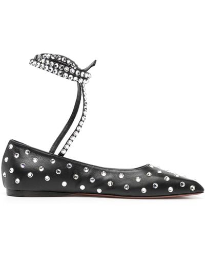 AMINA MUADDI Ane Crystal-embellished Ballerina Shoes - Black