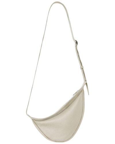 The Row Small Slouchy Banana Bag In Leather - White
