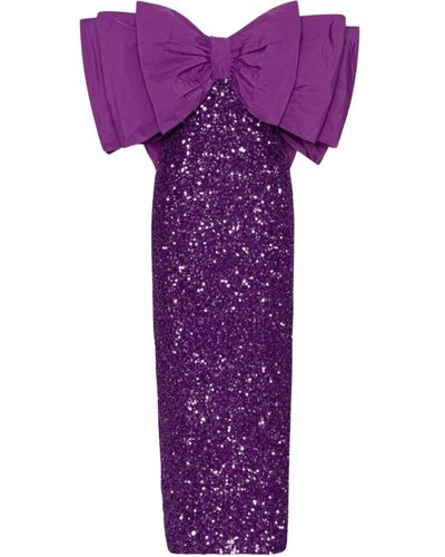ROTATE BIRGER CHRISTENSEN Sequins Bow Midi Dress - Purple