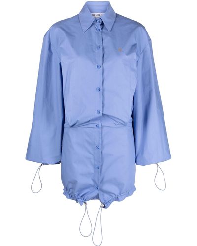 The Attico Drawstring Cotton Shirtdress - Blue