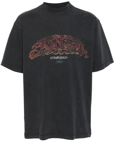 Balenciaga Logo-print Cotton T-shirt - Black