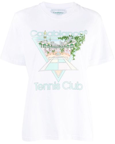CASABLANCA Tennis Club Icon Cotton T-shirt - Blue
