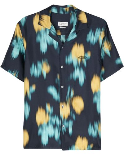 Lanvin Abstract-pattern Silk Shirt - Blue