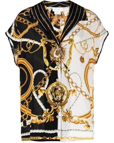 Camilla Baroque-pattern Silk Shirt - Black