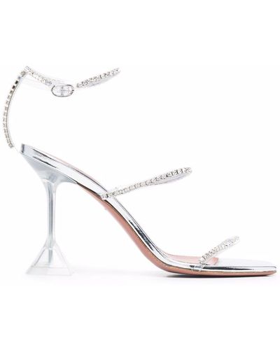 AMINA MUADDI Crystal-embellished Open-toe Sandals - White