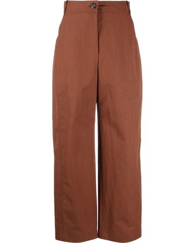 Low Classic High-waist Wide-leg Trousers - Brown