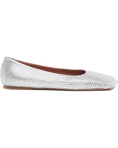 AMINA MUADDI Ane Crystal-embellished Ballerina Shoes - White