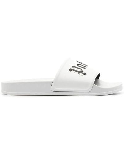 Palm Angels Logo-embossed Moulded-footbed Rubber Sliders - White