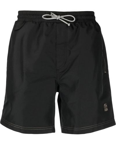 Brunello Cucinelli Logo-embroidered Swim Shorts - Black