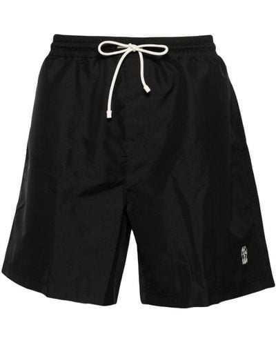 Brunello Cucinelli Logo-embroidered Swim Shorts - Black