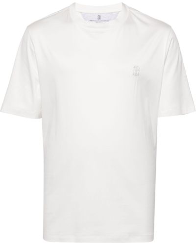 Brunello Cucinelli Logo-print Cotton T-shirt - White