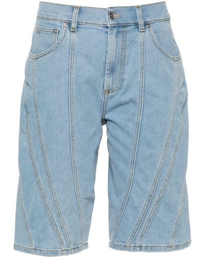 Mugler Panelled Denim Shorts - Blue