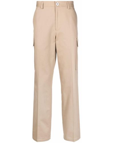 Lanvin Logo-tag Straight Trousers - Natural