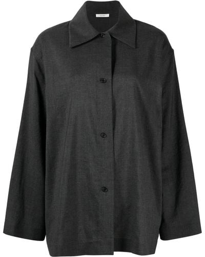 The Row Rigel Shirt In Silk And Cotton - Black