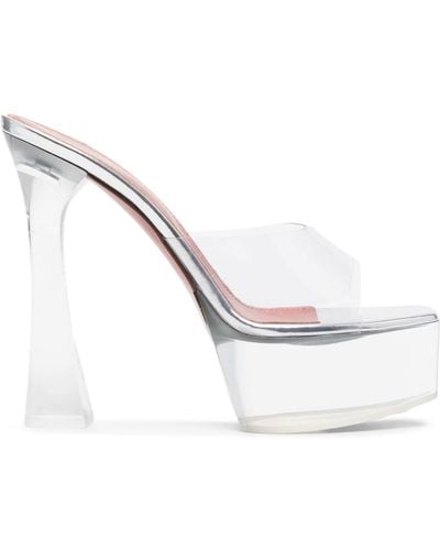 AMINA MUADDI Dalida Glass 135mm Platform Sandals - White