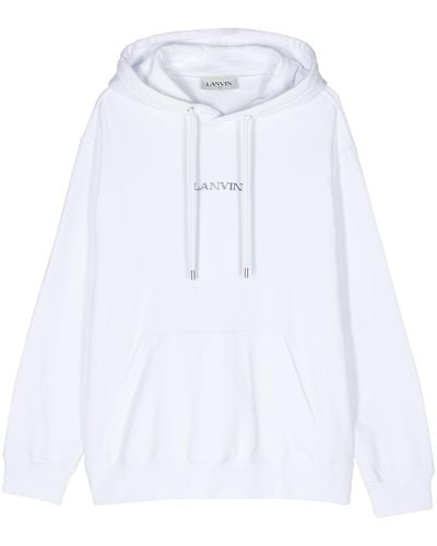Lanvin Logo-embroidered Cotton Hoodie - White