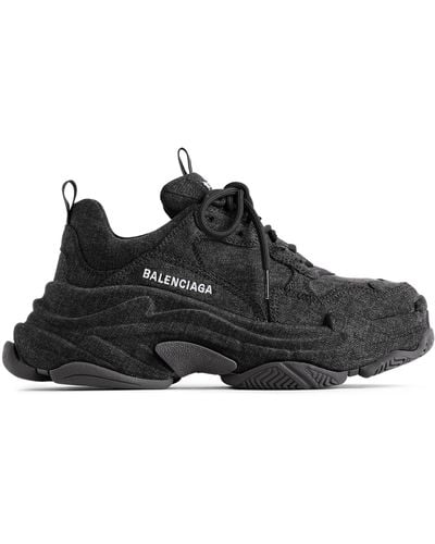 Balenciaga Triple S Denim Sneakers - Black