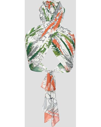 VERANDAH Sleeveless Wrap-tie Halter Blouse In Green - Multicolor