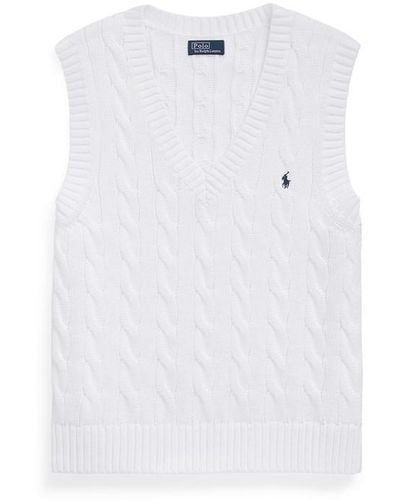 Polo Ralph Lauren Cable Knit Sleeveless Jumper - White