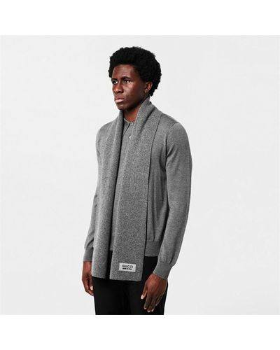 Gucci Rib Knit Wool Scarf - Grey