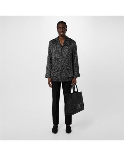 Versace Barocco Print Pyjama Shirt - Black
