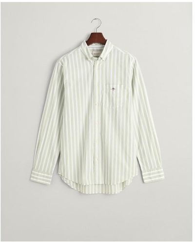 GANT Reg Wide Poplin Stripe Shirt Colleg - White